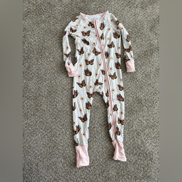 Caden Lane Butterfly Print Kids One Piece Pajama - Picture 1 of 3